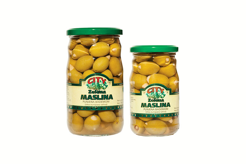 Green olive stuffed with almonds