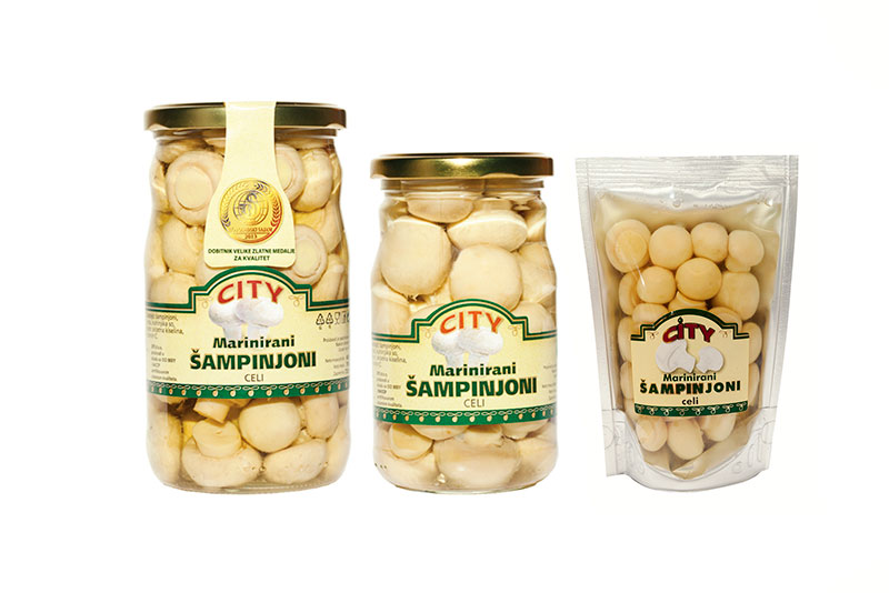 Champignons marinated whole